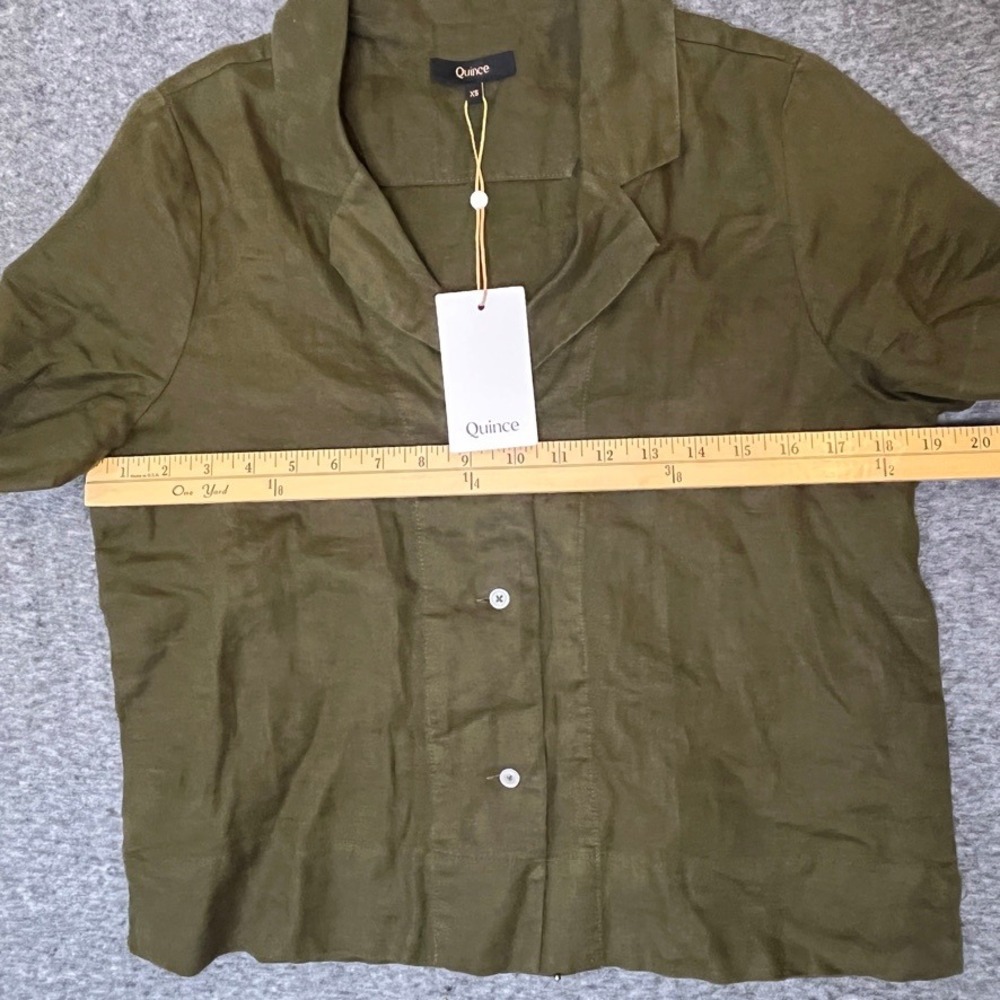 Quince Linen Short Sleeve Shirt Womens XS Martini Olive Camp Lagenlook NEW - Picture 6 of 11